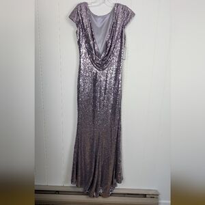 Sequin floor length cowl back gown by Justina Mcaffrey